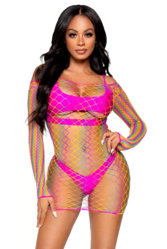 women's pajamas with snap buttonsPretty in Paradise Rainbow Mini Dress