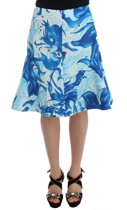 Women's Stretch SkirtsKoonhor Elegant Fresco-Print Knee-Length Women's Skirt