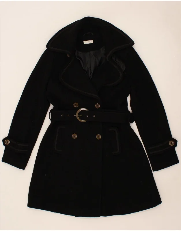 Women's Trench CoatsMISS SELFRIDGE Womens Double Breasted Coat UK 10 Small Black Wool