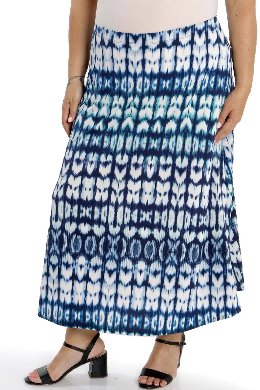 Women's Jodhpurs with Low CollarVikki Vi Jersey Blue Tribal Maxi Skirt