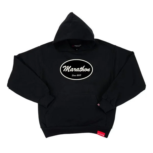 Women's Hooded Sweatshirts with Modal LiningMarathon Origin Patch Hoodie - Black/White