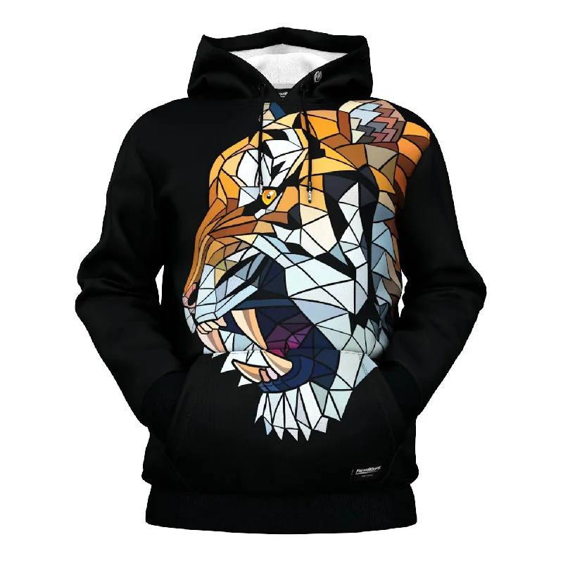 Women's Hooded Sweatshirts with Front PocketsGeometric Tiger Hoodie