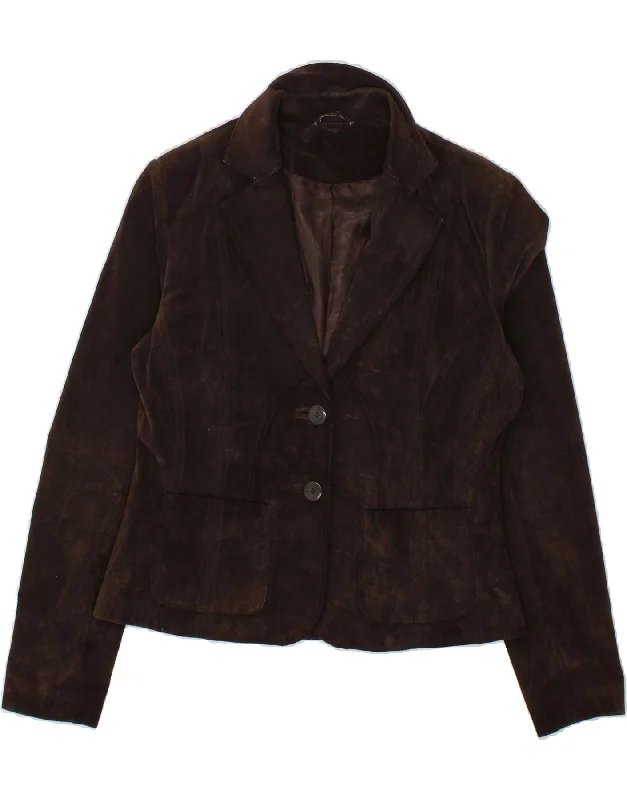 Women's Coats with BeltVINTAGE Womens 2 Button Suede Blazer Jacket UK 14 Medium Brown