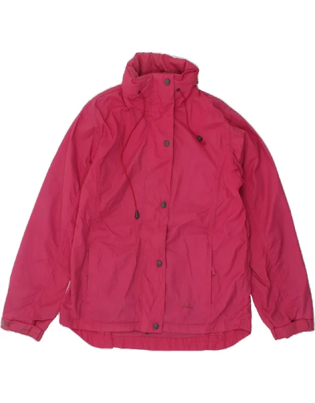 Women's Coats with Fur Trimmed CollarJOULES Womens Hooded Rain Jacket UK 10 Small Pink Nylon