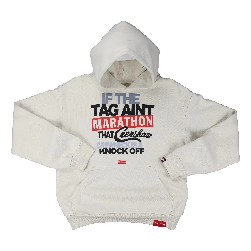 Women's Hooded Sweatshirts with High WaistTag Ain’t Marathon Hoodie - Bone