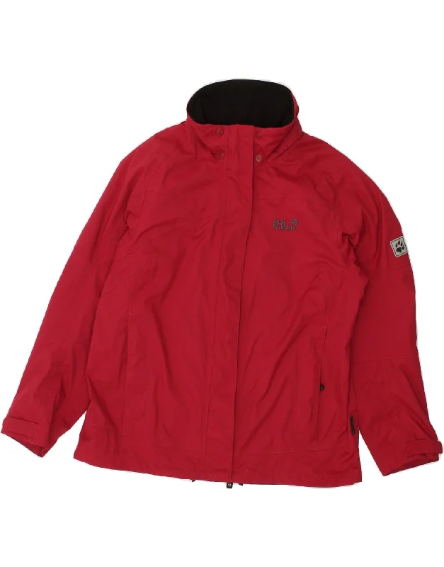 Women's Button-Up CoatsJACK WOLFSKIN Womens Rain Jacket UK 18/20 XL Red Polyamide