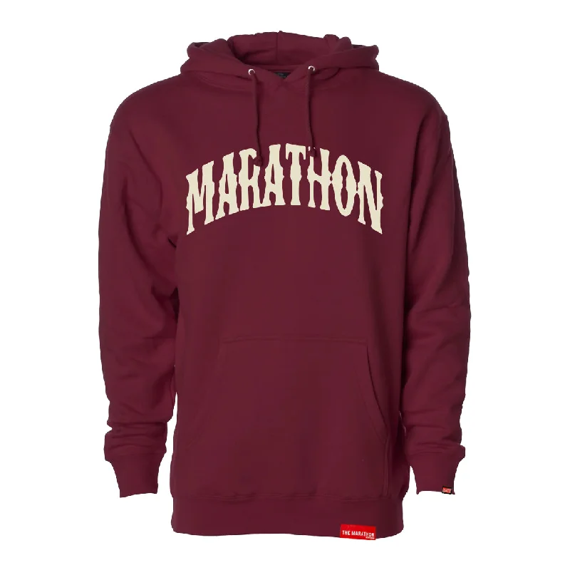 Women's Hooded Sweatshirts with Floral LiningMarathon Vintage Arch Hoodie - Maroon/Cream