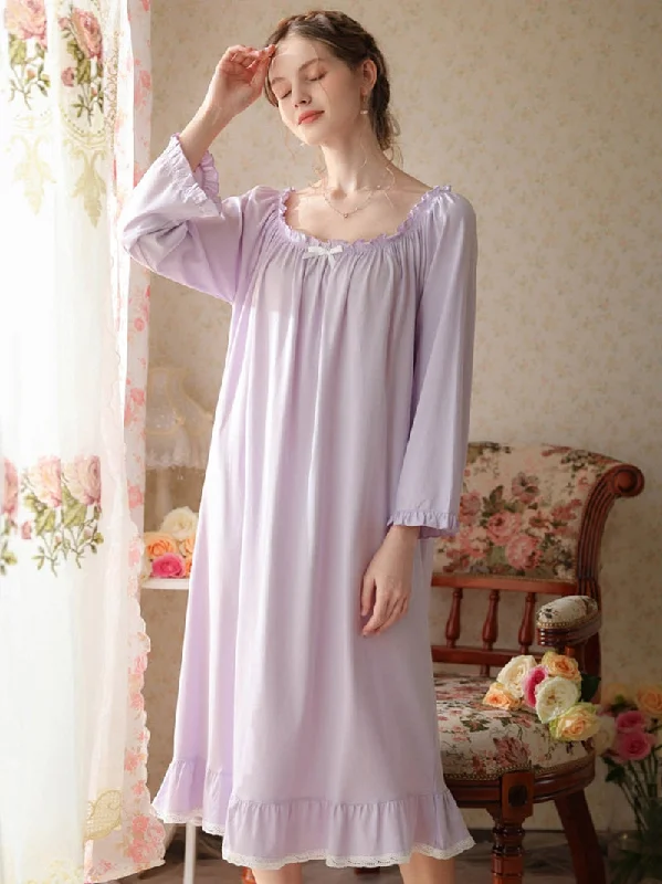 women's pajamas for those who cherish softnessVintage French Nightdress, Cotton Victorian Nightgown, Women Long Sleeves Loose Ruffles Princess Vintage Nightgown