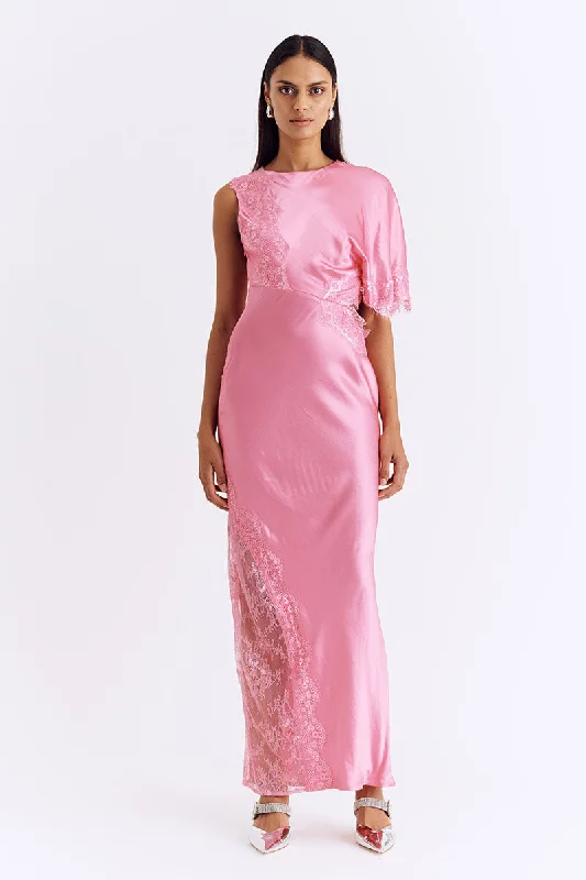 Women's Strapless DressesNicky Asymmetric Sleeve Maxi Dress - Pink