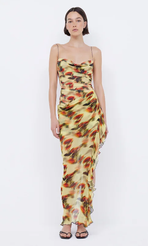 Women's Cut-Out DressesFIORE ASYM MAXI DRESS - CITRUS ROSE