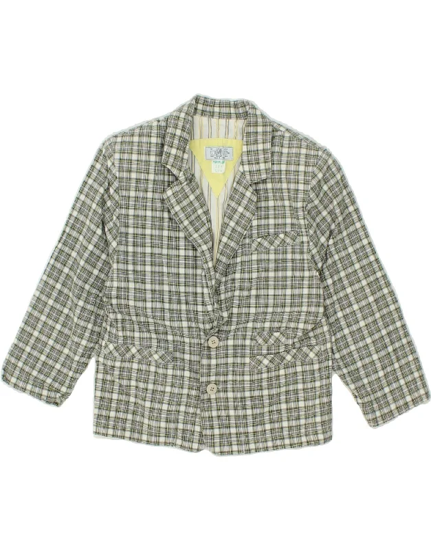 Women's Denim CoatsVINTAGE Womens Crop 2 Button Blazer Jacket UK 8 Small Green Check Cotton