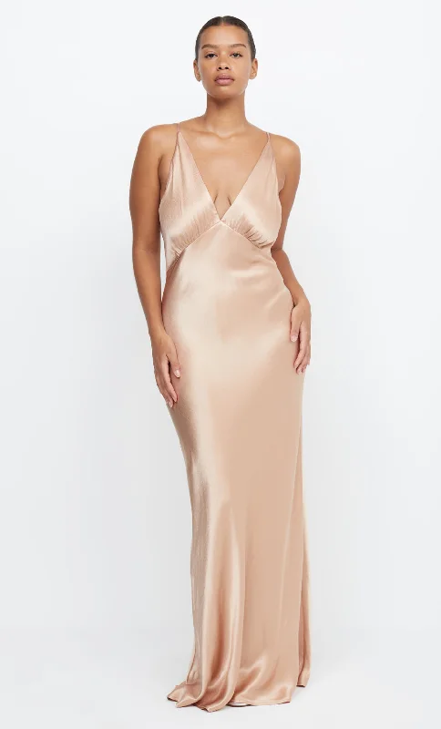 Women's Collarless DressesMOON DANCE V MAXI DRESS - ROSE GOLD