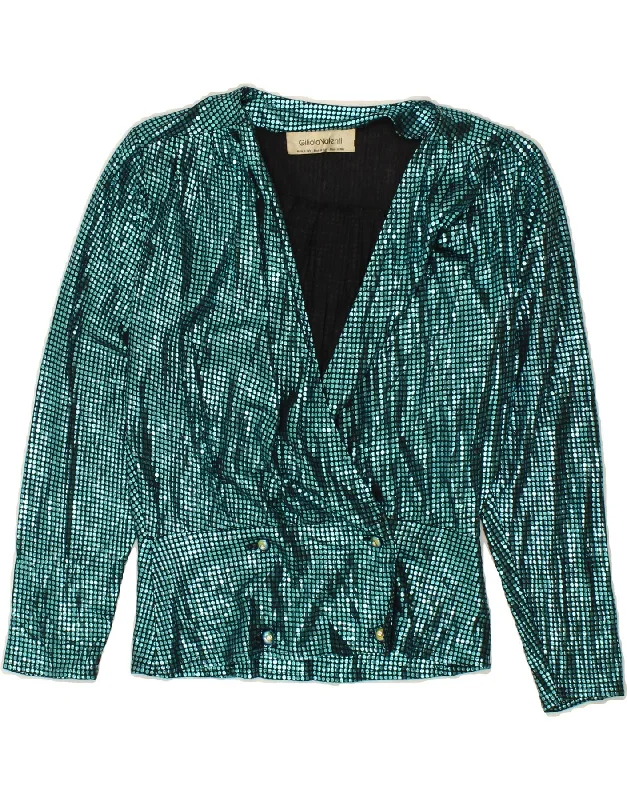 Women's Coats with Fur TrimVINTAGE Womens Double Breasted Blazer Jacket IT 42 Medium Green Polka Dot