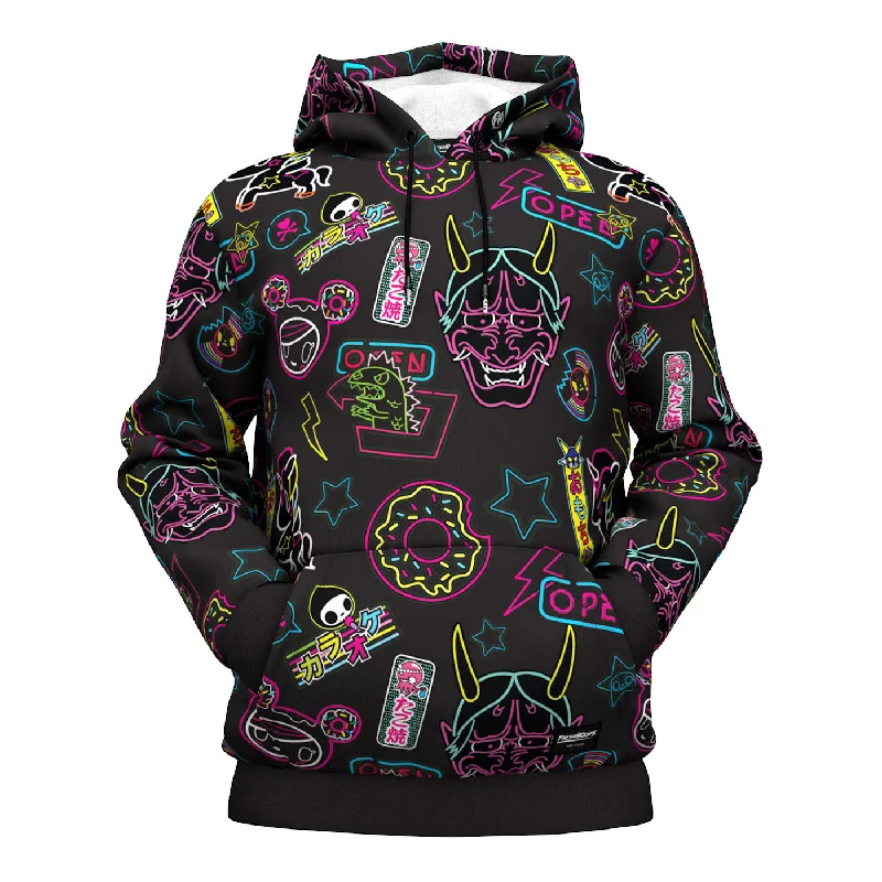 Women's Hooded Sweatshirts with Velcro ClosureNeon Signs Hoodie