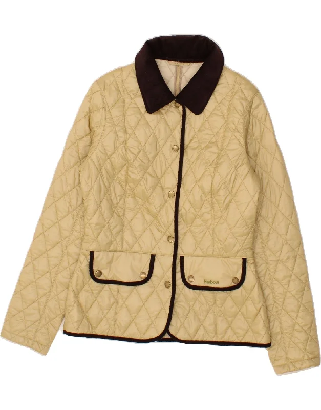 Women's Coats with Fur Trimmed ZipperBARBOUR Womens Quilted Jacket UK 12 Medium Beige Polyamide