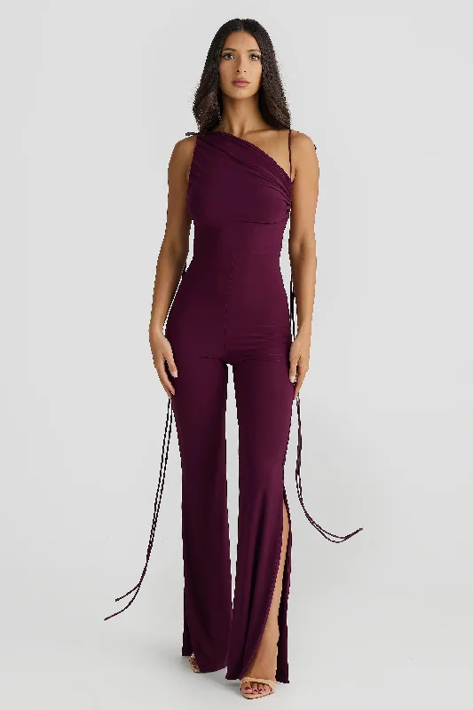 Women's Jumpsuits with Keyhole CollarSelene Multi-Way Jumpsuit - Mulberry