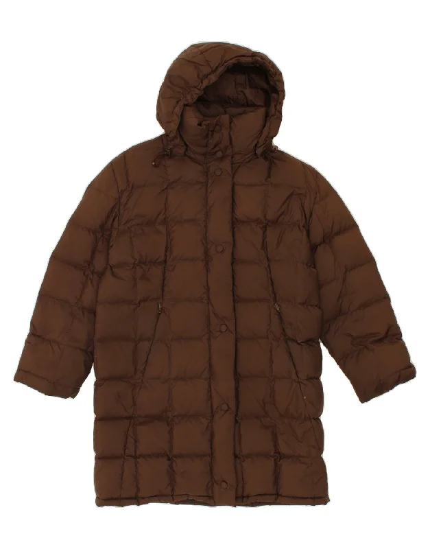 Women's Windbreaker CoatsGEO SPIRIT Womens Hooded Padded Coat EU 42 Large Brown Polyester