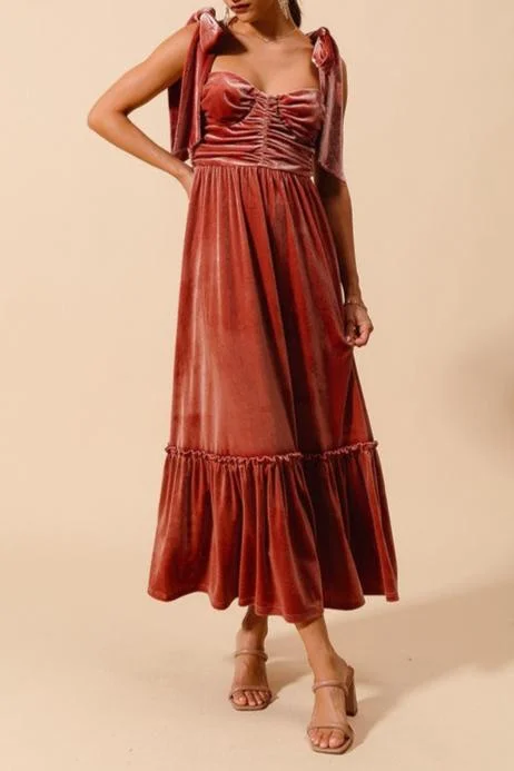 Women's Narrow-Neck DressesVelvet Slay Maxi