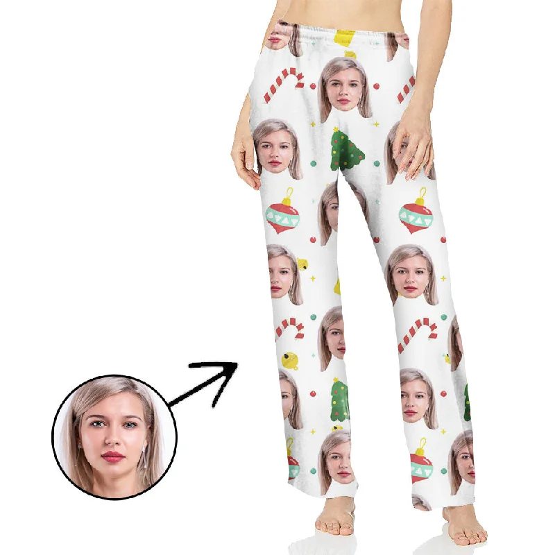 floral print women's pajamasCustom Photo Pajamas Pants For Women Merry Christmas To You