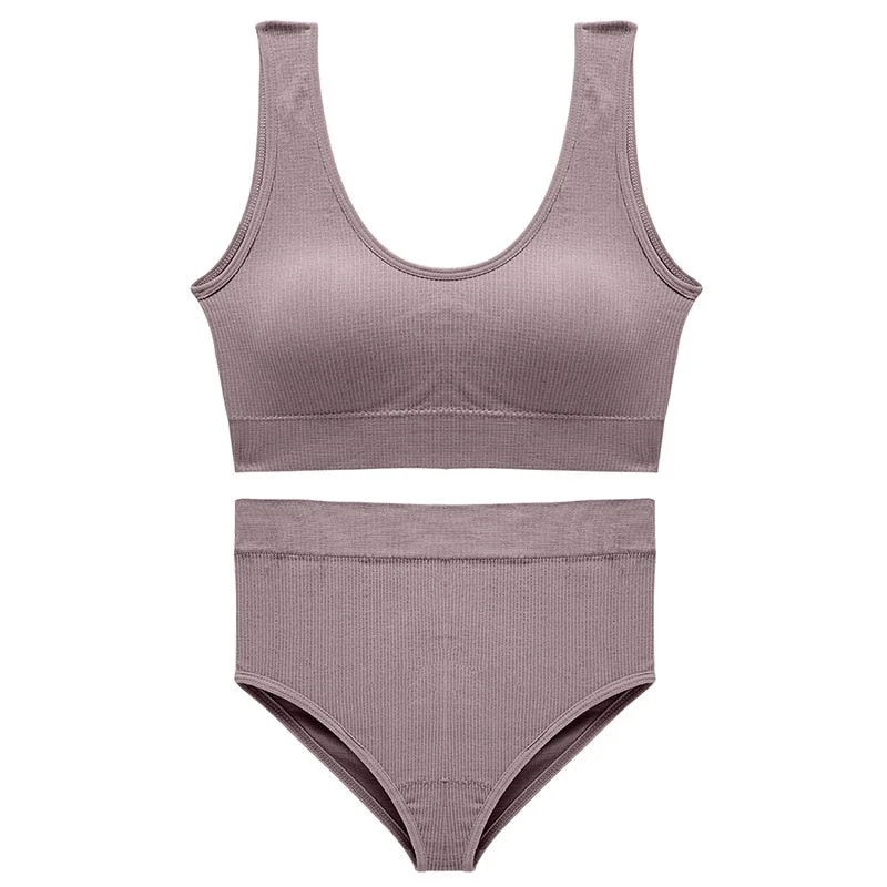 purple gray bra set