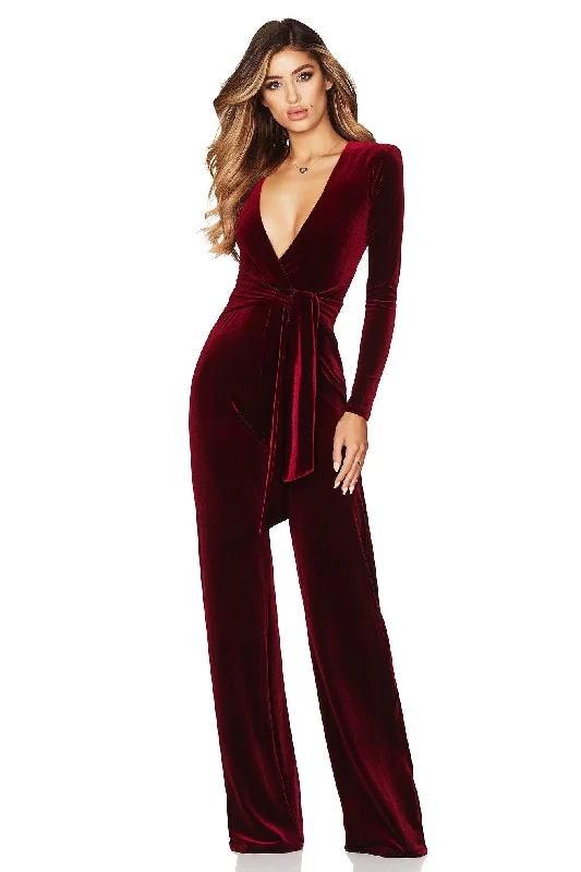 Women's Jumpsuits with High CollarNookie Vamp Velvet Jumpsuit - Wine