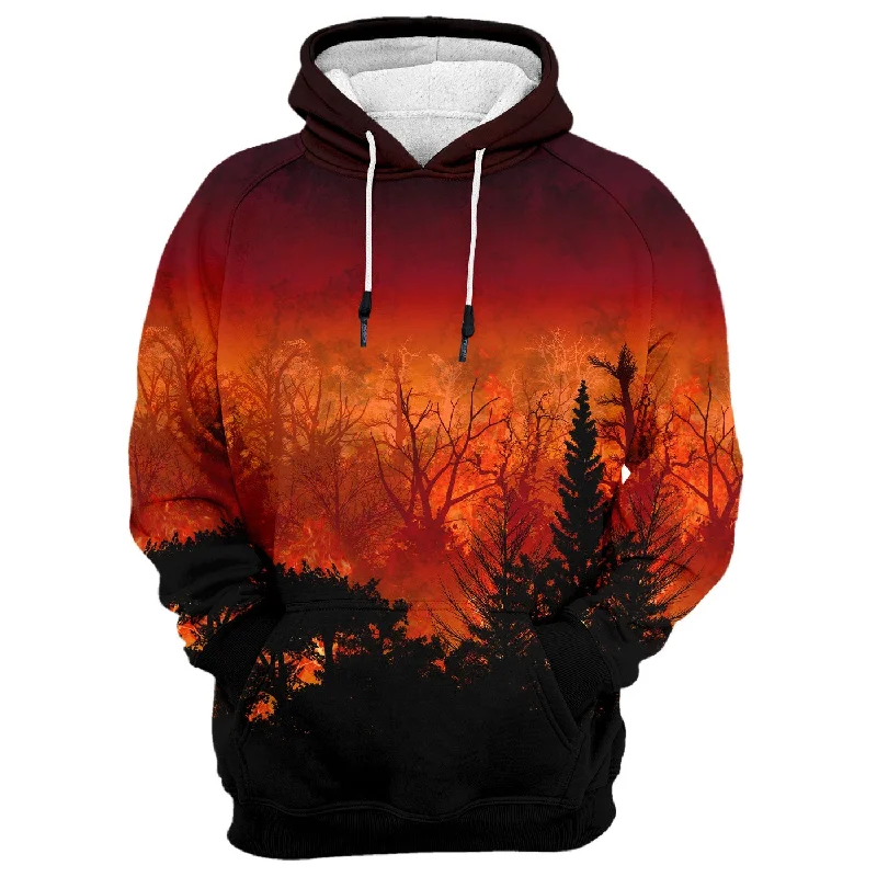 Women's Hooded Sweatshirts with Polyester LiningForest In Flames Hoodie