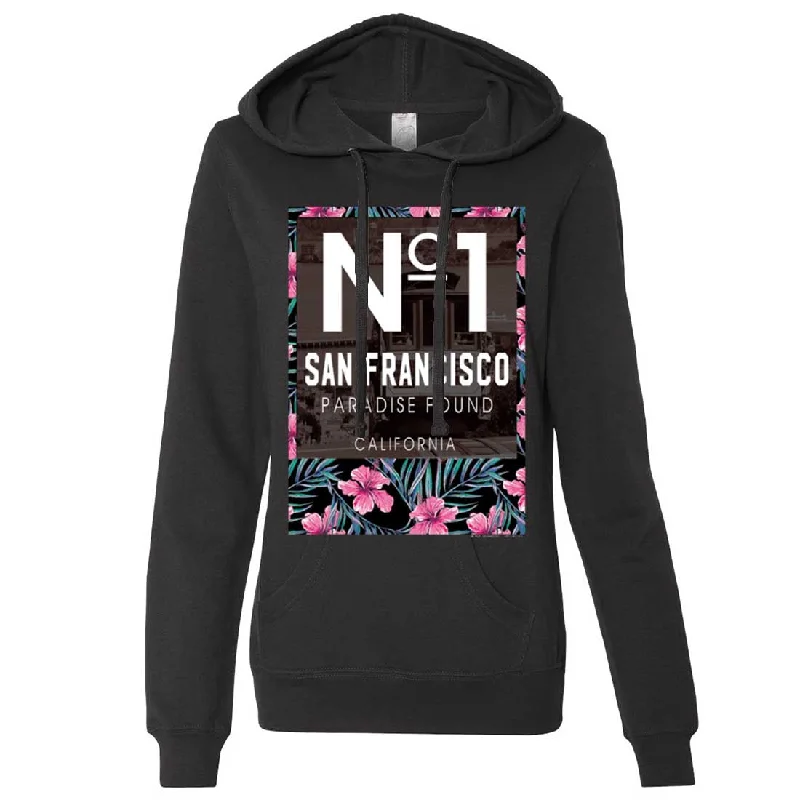 Women's Hooded Sweatshirts with Gradient LiningSan Francisco No. 1 Paradise Found California Ladies Fitted Hoodie