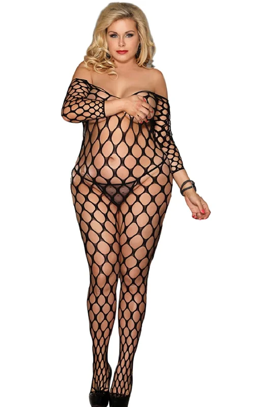 women's pajamas for bed and breakfast staysAll Over Holey Bodystocking With 3/4 Sleeves