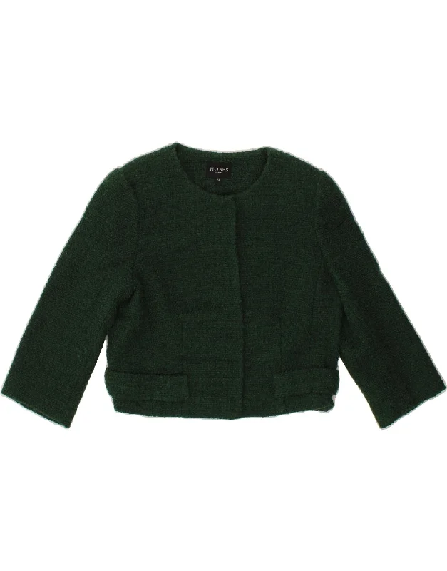 Women's Coats with Fur Trimmed SleevesHOBBS Womens Crop Blazer Jacket UK 12 Medium Green Wool