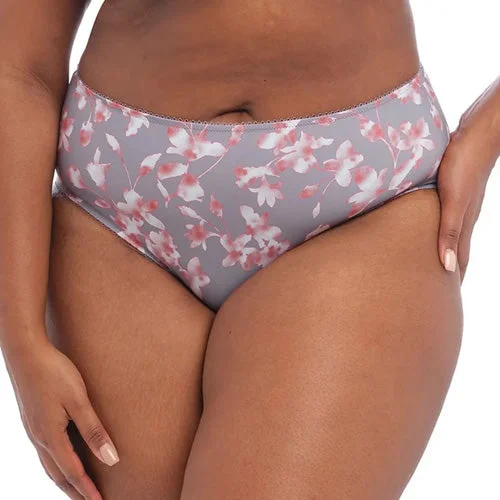 plus-size lace panties with a high-waisted design, full coverage, and tummy control for all-day wearGoddess Kayla Full Brief - Grey Blossom