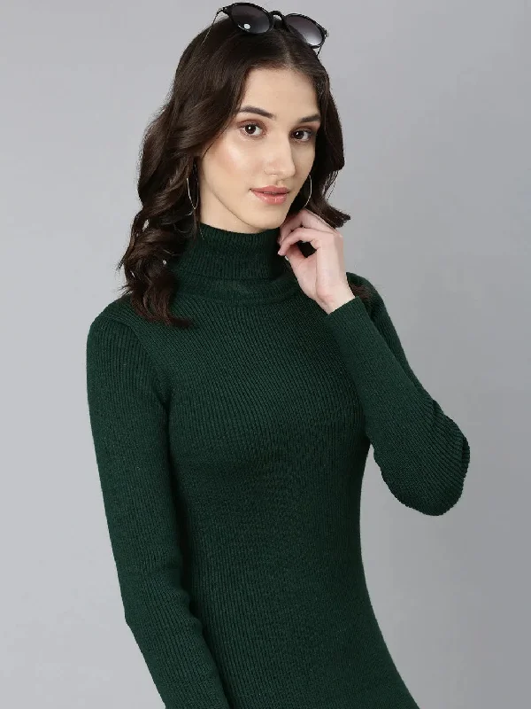 Women's Cap-Sleeve DressesWomen Green Solid Bodycon Dress-TG-3068-Green