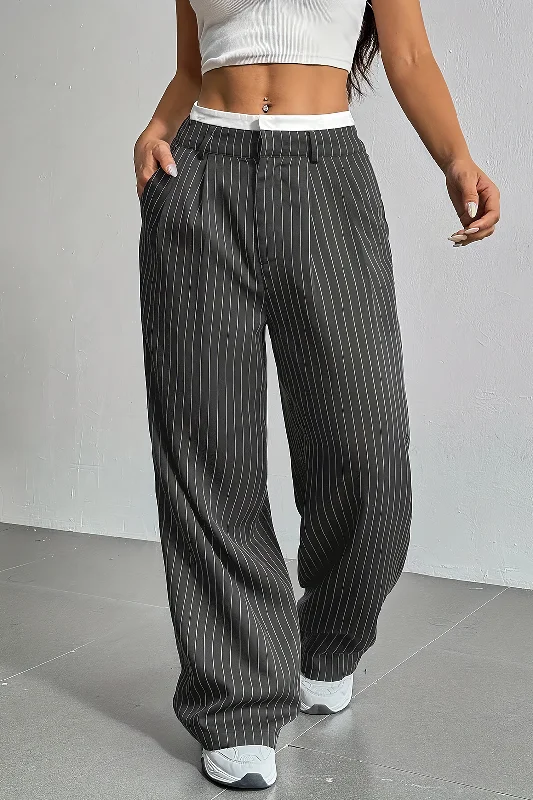 Women's Jodhpur BootsStripes Print High Waist Trousers