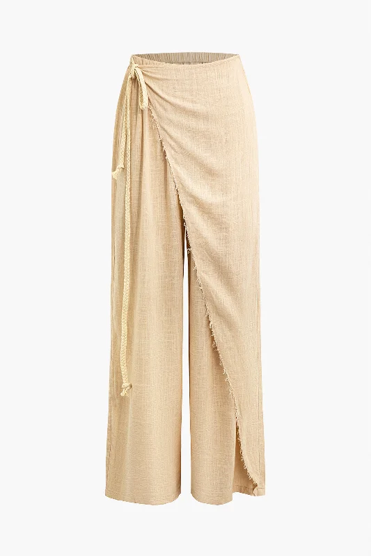 Women's CaprisWrap Tie Linen Pants