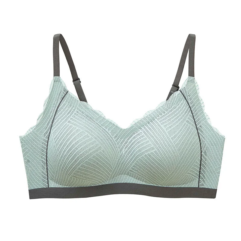 seamless bra with soft cups for all-day comfortComfortable Lace Seamless Wire Free Bra Set