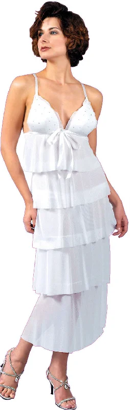 women's pajamas with drawstring waistWomen's Bridal Mesh Molded Cups Tiered Nightgown With Thong Set #6039