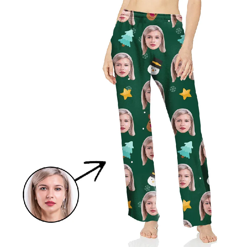 women's pajamas for those who value qualityCustom Photo Pajamas Pants For Women Stars And Christmas Tree