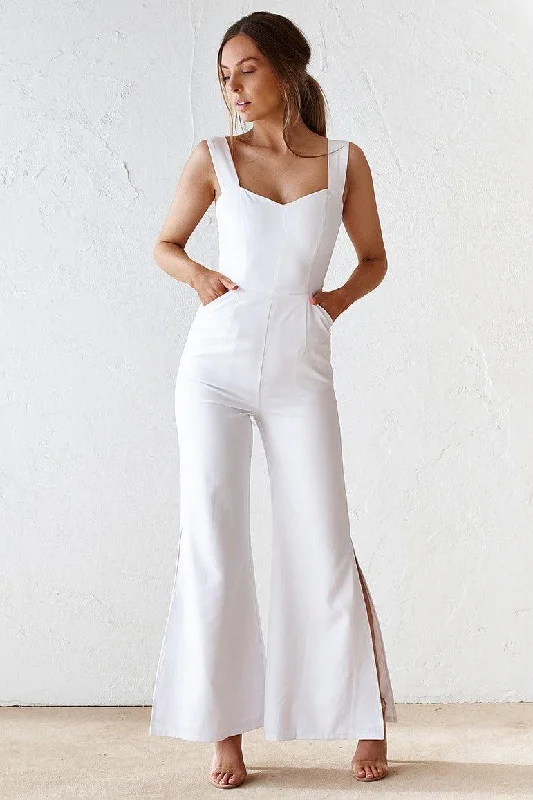 Women's Jumpsuits with Low CollarAubrey Jumpsuit - Ivory