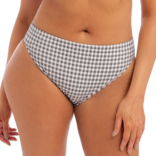 plus-size lace panties with a high-waisted design for all-day comfortElomi Swim - Checkmate Mid Rise Brief - Grey Marl