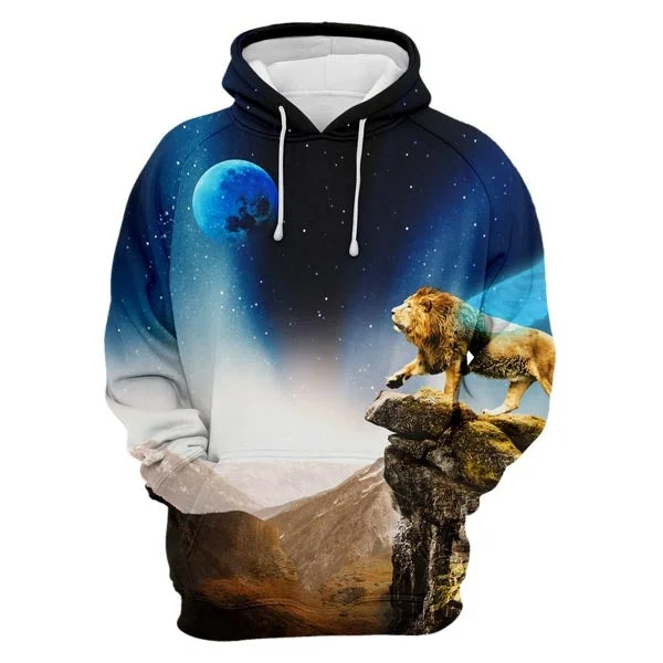 Women's Hooded Sweatshirts with Velvet LiningLonely Lion Hoodie