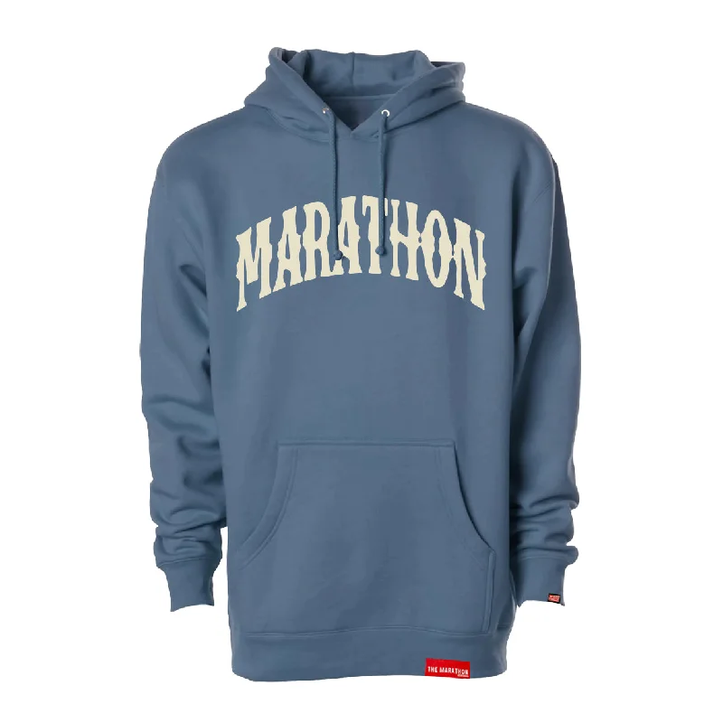 Women's Hooded Sweatshirts with Plaid LiningMarathon Vintage Arch Hoodie - Storm Blue/Cream