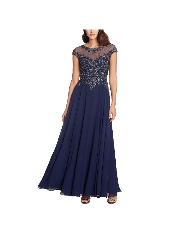 Women's Sweetheart Collar DressesWomens Embellished Embroidered Evening Dress