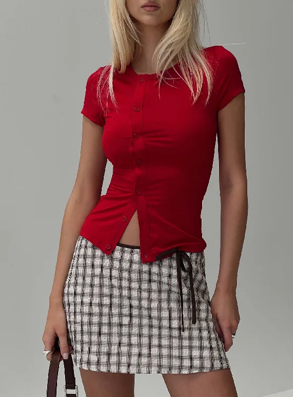 Women's Blouse with High CollarCalyssa Top Red