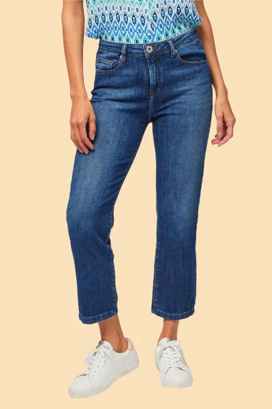 Women's Jodhpurs with V-Shaped CollarCropped Denim Jeans | Blue