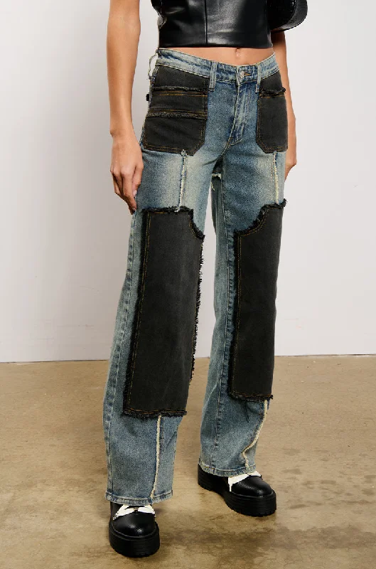 Women's Jodhpurs with Flared LegDEEP IN THE BOTTOM DISTRESSED DENIM PANT