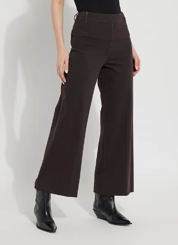 Women's Jodhpurs with High CollarErin High Waist Wide Leg Denim - Double Espresso