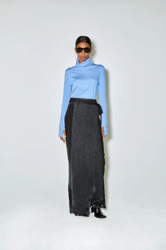 Women's Jodhpurs with U-Shaped NeckJELLIE skirt upcycled denim grey