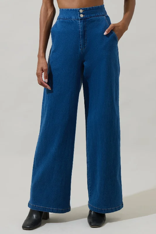 Women's Jodhpurs with Square CollarMayer June Denim Wanetta Wide Leg Pants