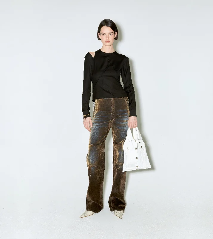 Women's Jodhpurs with Collarless NeckPALERMA pants velvet denim