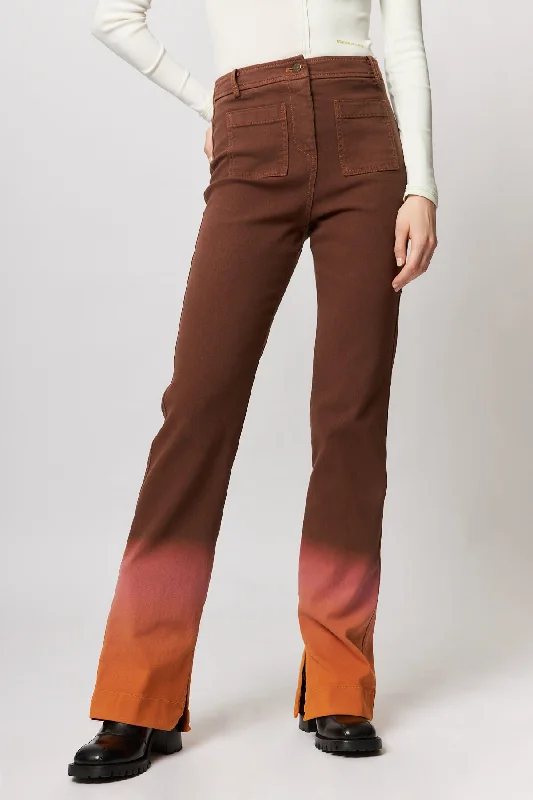 Women's Jodhpurs with Straight HemEllis Trousers Denim Gradient Brown