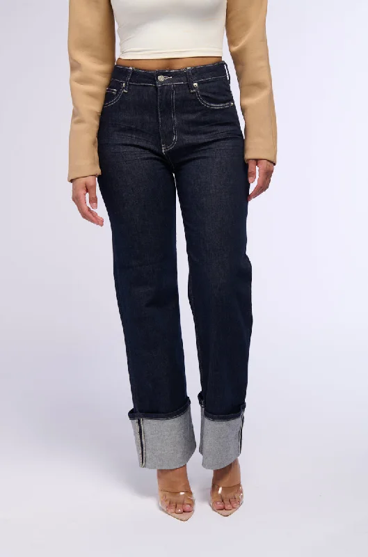 Women's Jodhpurs with Elastic WaistRILEY CUFFED HEM RELAXED FIT DENIM